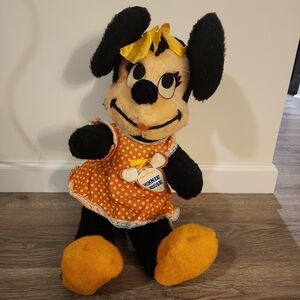 NWT Vintage Disney Minnie Mouse 25" Orange Plush Toy Stuffed Animal Dead Stock